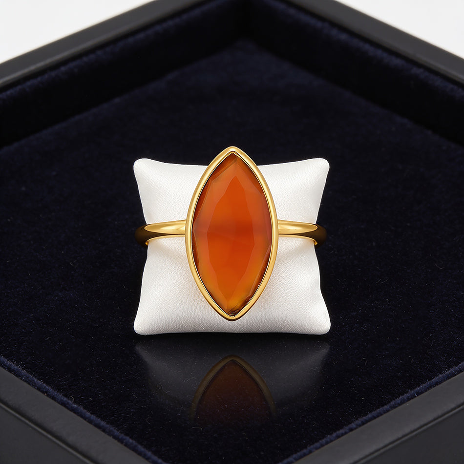 Orange Stone 925 Sterling Silver Fashion Ring