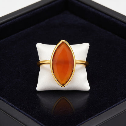 Orange Stone 925 Sterling Silver Fashion Ring