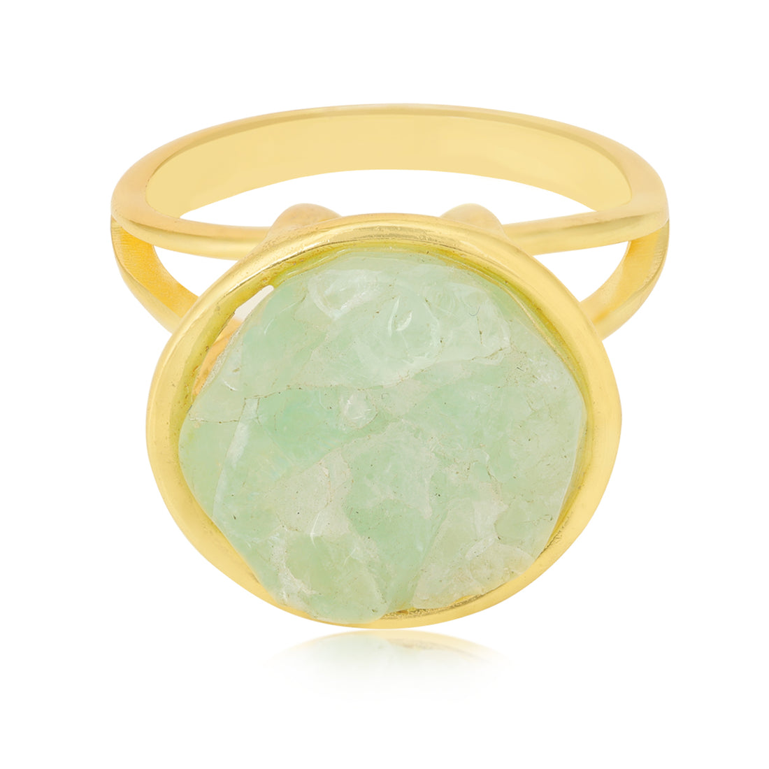Orb Fluorite Sterling Silver Gold Plated Ring