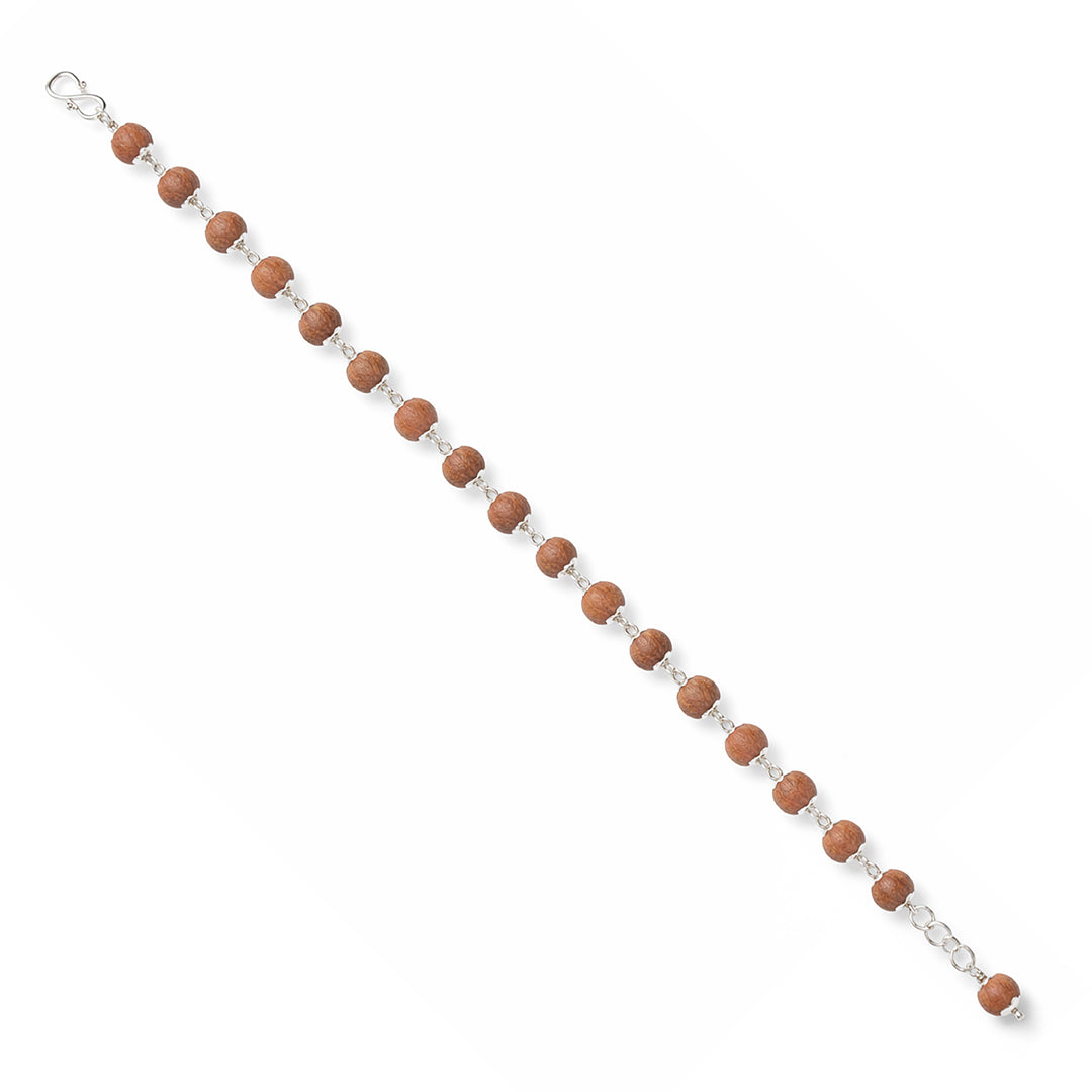 Organic Brown Beads 925 Sterling Silver Elegant Bracelet for Women