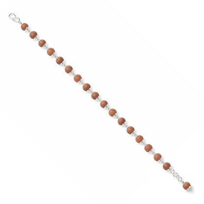 Organic Brown Beads 925 Sterling Silver Elegant Bracelet for Women
