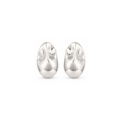 Organic Molten Droplet Silver Earring