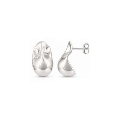 Organic Molten Droplet Silver Earring