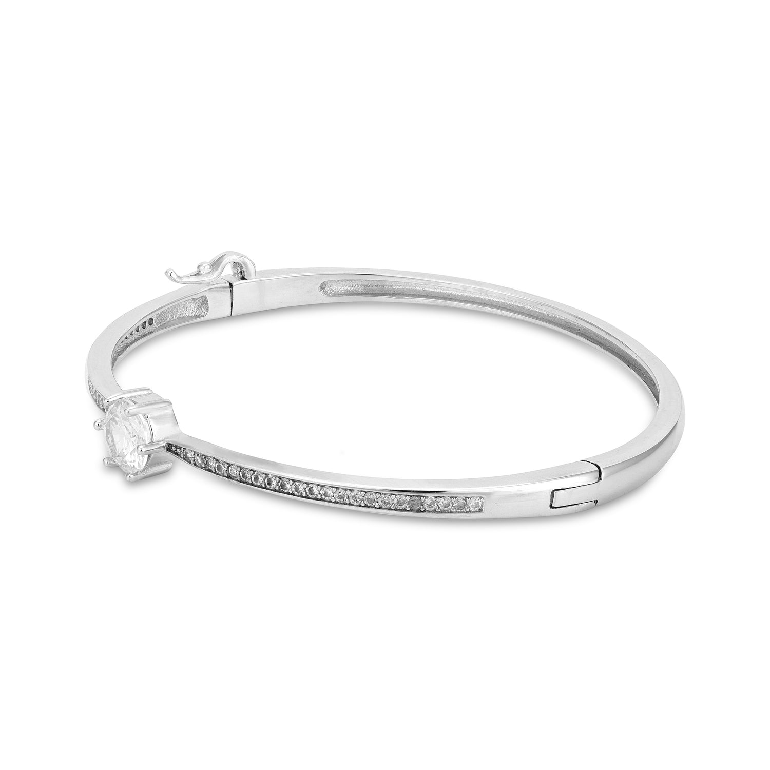 Oval Stone Sparkling Band 925 Sterling Silver Kada for Women