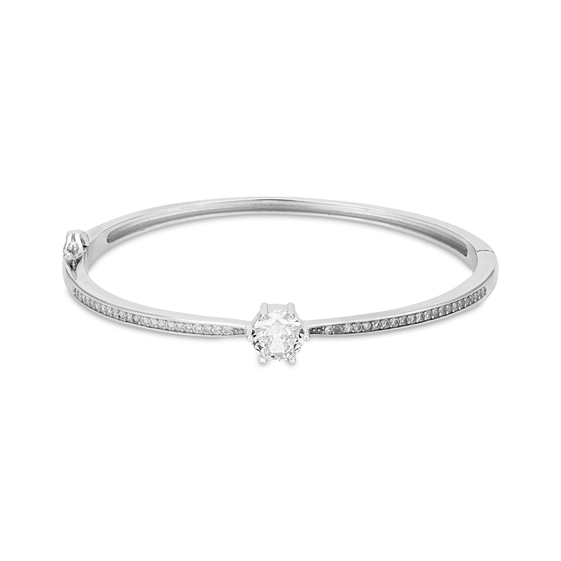 Oval Stone Sparkling Band 925 Sterling Silver Kada for Women