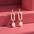 Oval Link Rose Gold Pearl Drop Earrings