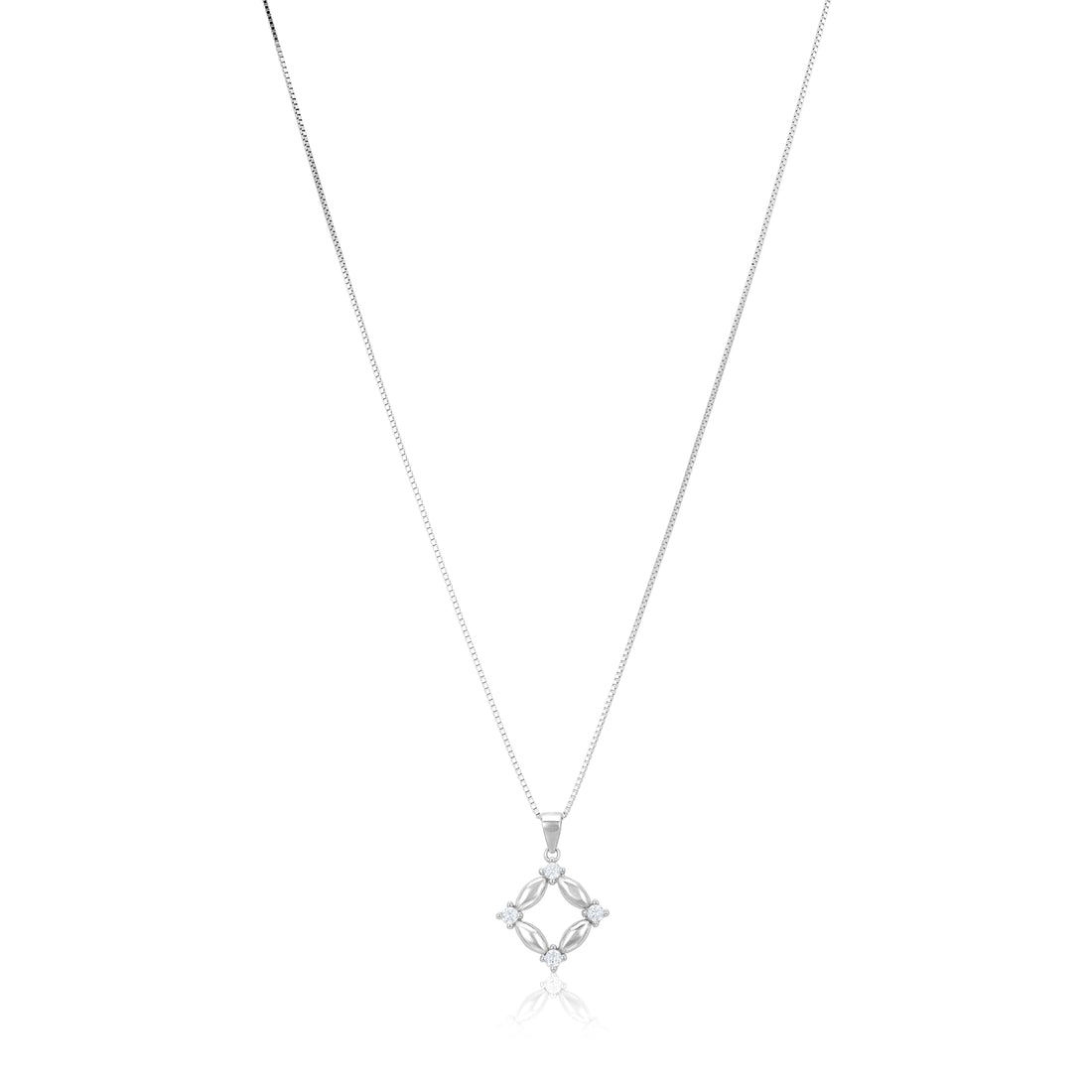 Oval Link White Stone Sparkle 925 Sterling Silver Chain pendant for Women