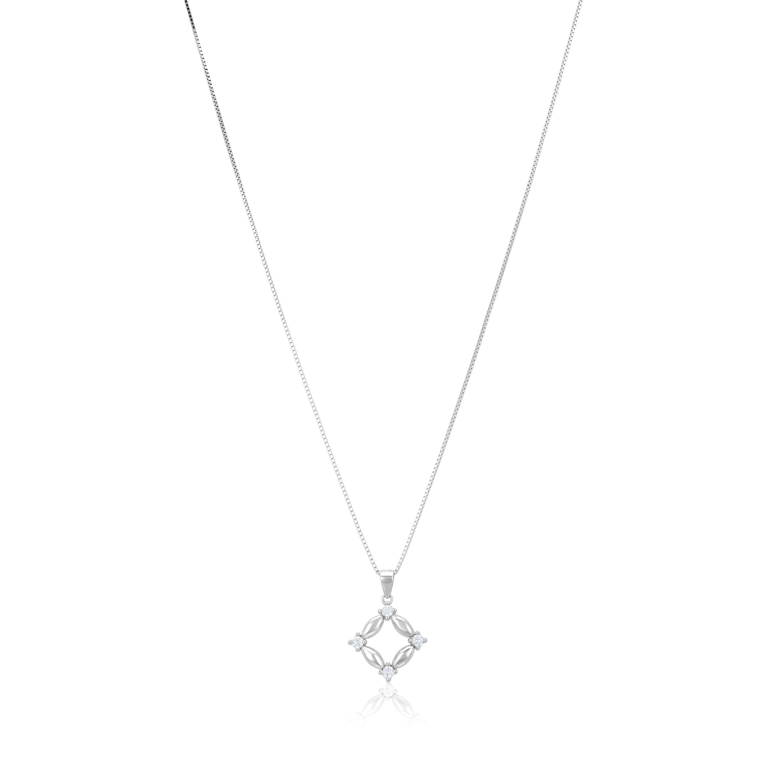 Oval Link White Stone Sparkle 925 Sterling Silver Chain pendant for Women