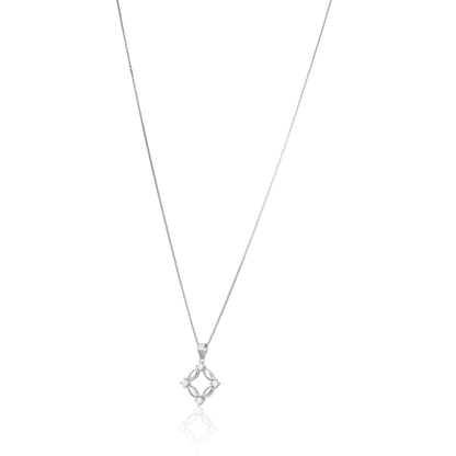 Oval Link White Stone Sparkle 925 Sterling Silver Chain pendant for Women