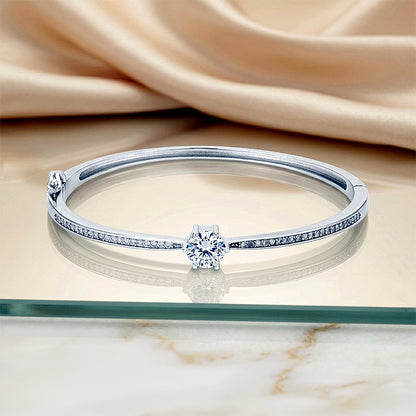 Oval Stone Sparkling Band 925 Sterling Silver Kada for Women