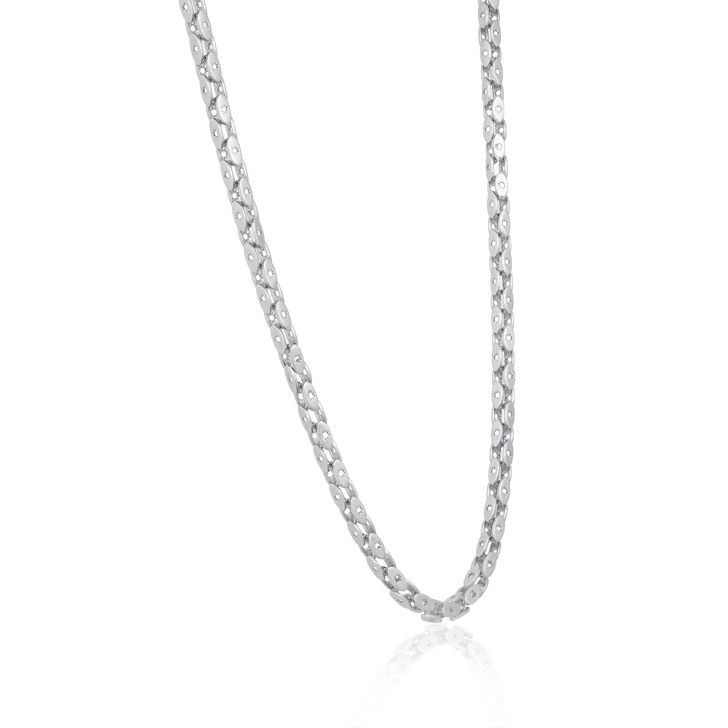 Oval Twist Rhodium Plated Link Chain
