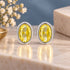 Oval Yellow Crystal Sterling Silver Studs