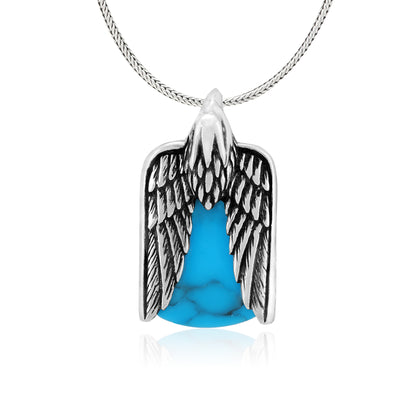 Oxidised Eagle Winged Turquoise Pendant