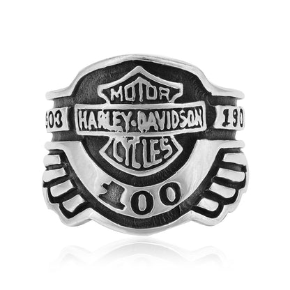 Oxidised Harley Davidson Sterling Silver Ring