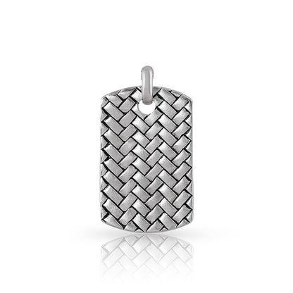 Oxidized Dog Tag 925 Sterling Silver Pendant for Men