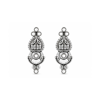Oxidized Floral Pearl 925 Sterling Silver Earrings