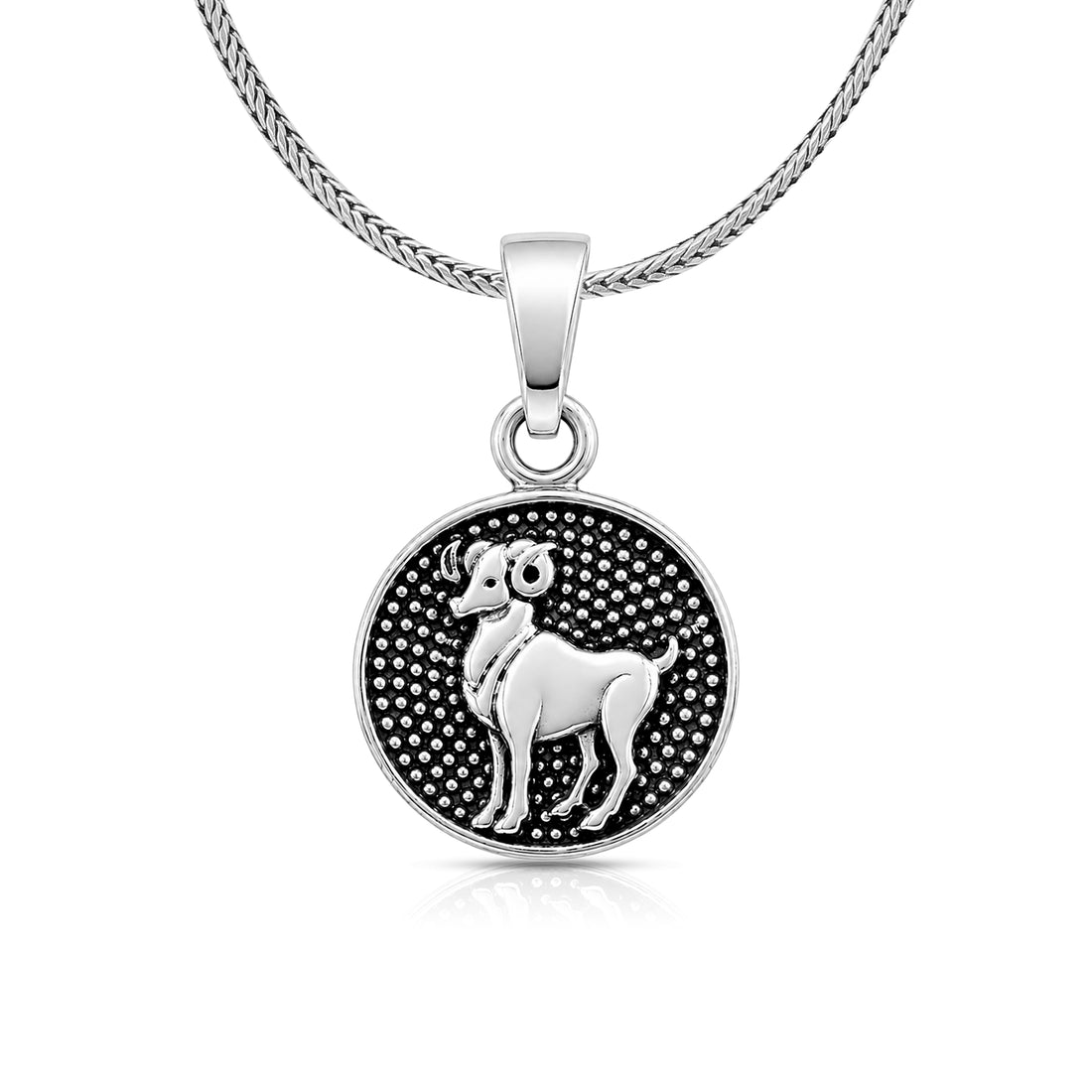 Oxidized Aries Zodiac 925 Sterling Silver Pendant for Men