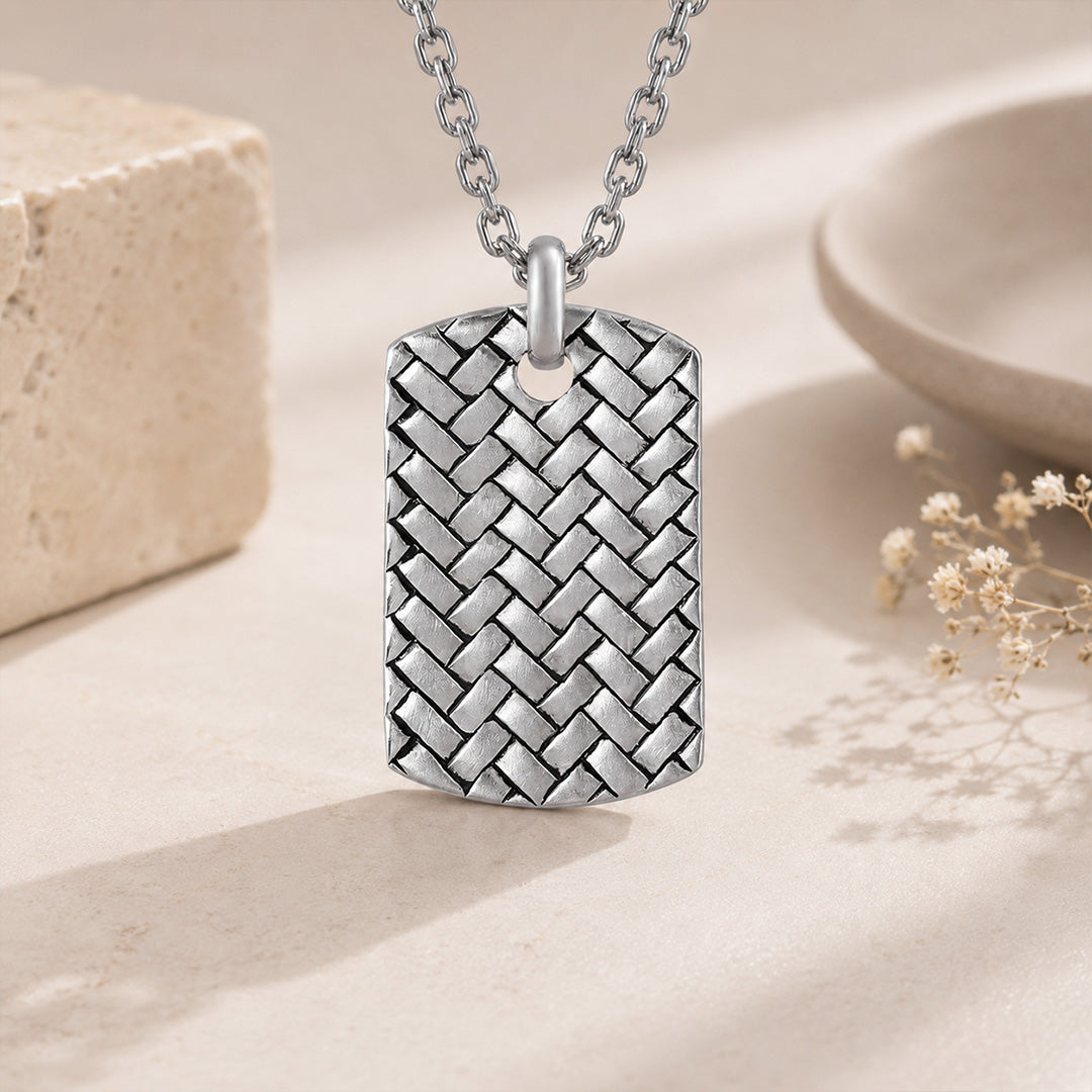 Oxidized Dog Tag 925 Sterling Silver Pendant for Men