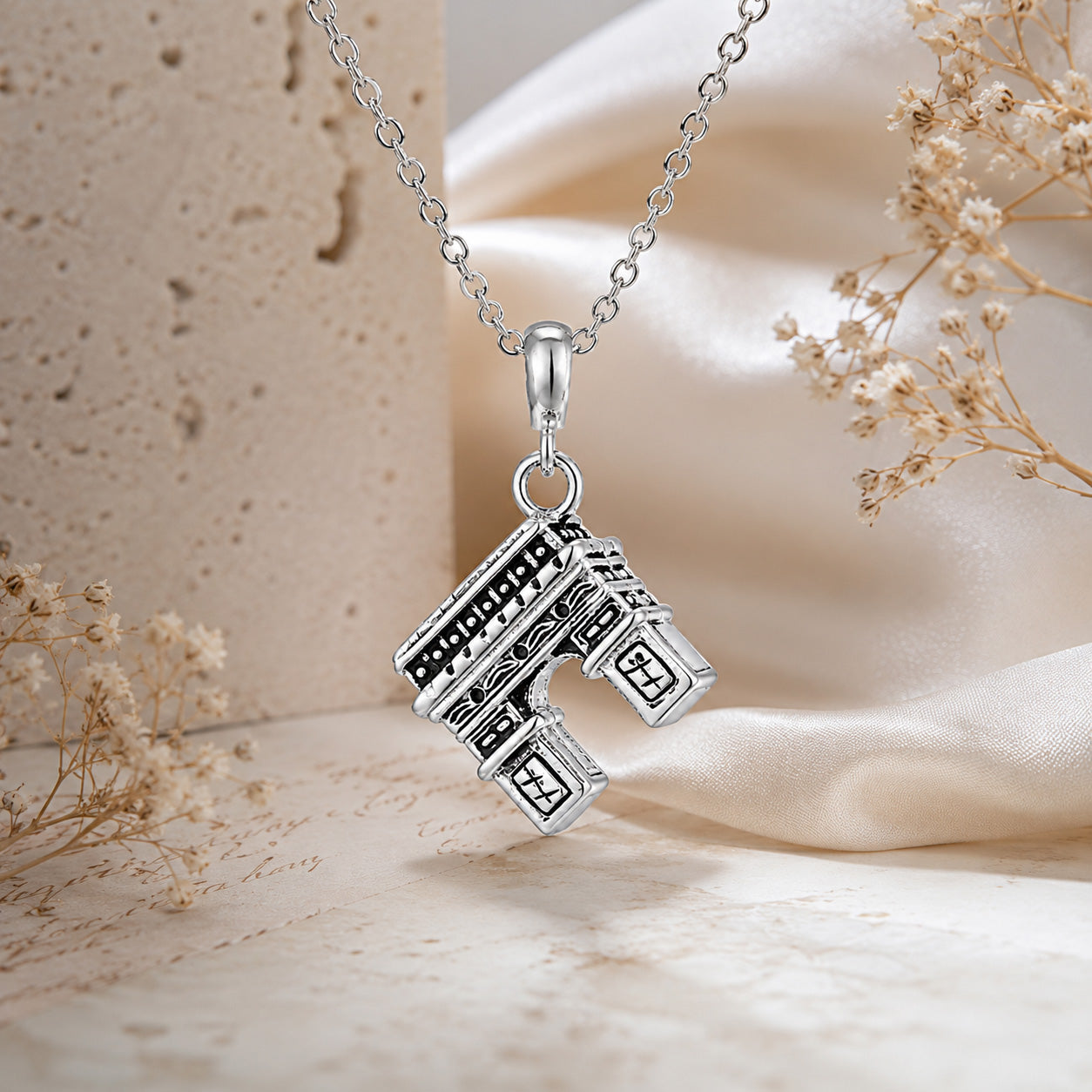 Oxidized Paris Arch 925 Sterling Silver Charm for Kids