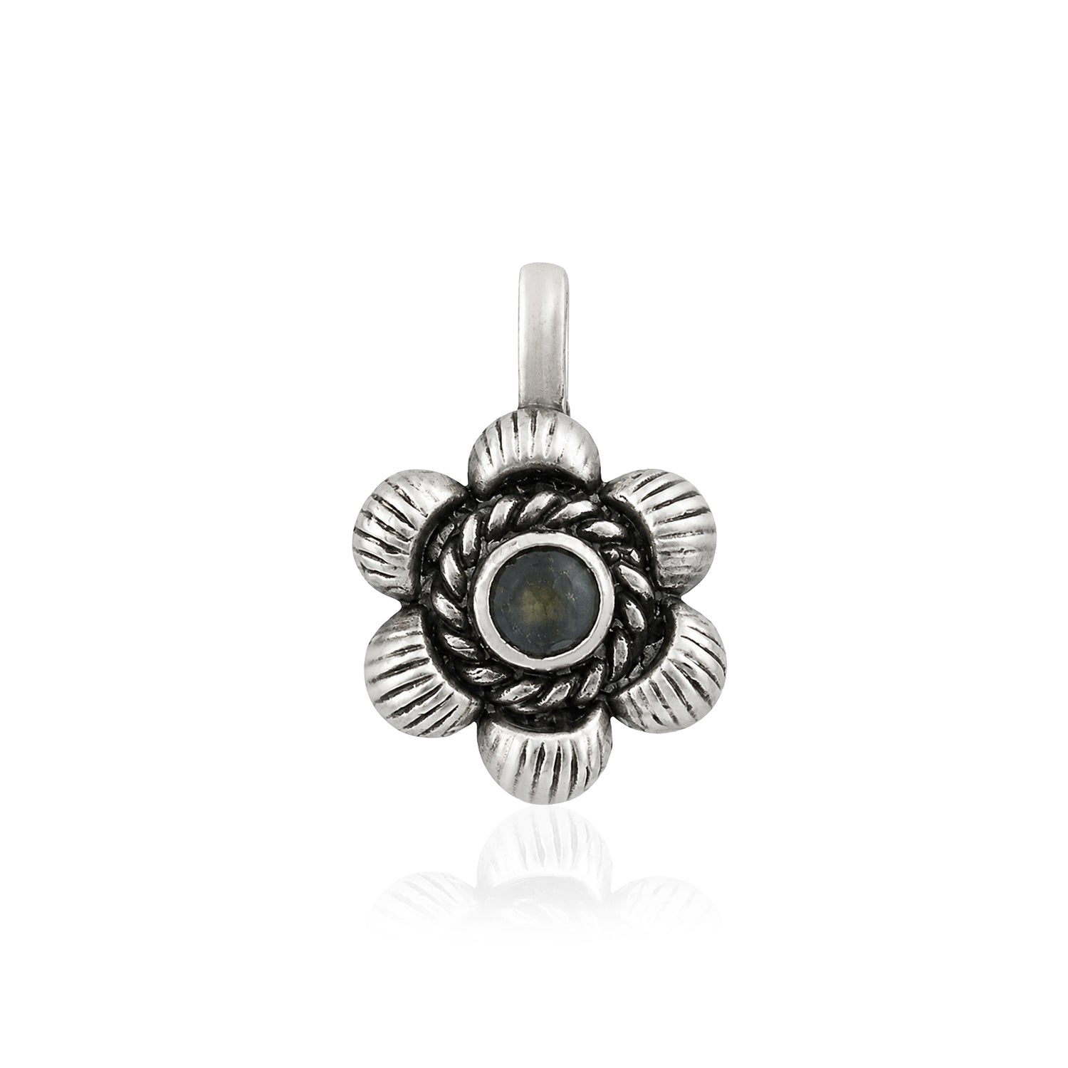 Oxidized Silver Floral Clip On Nose Pin