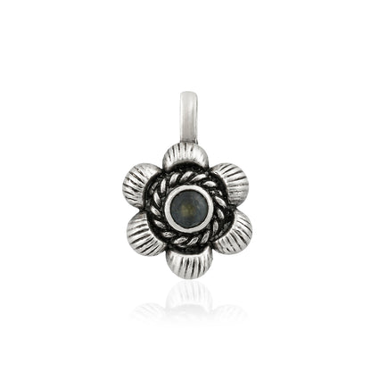 Oxidized Silver Floral Clip On Nose Pin