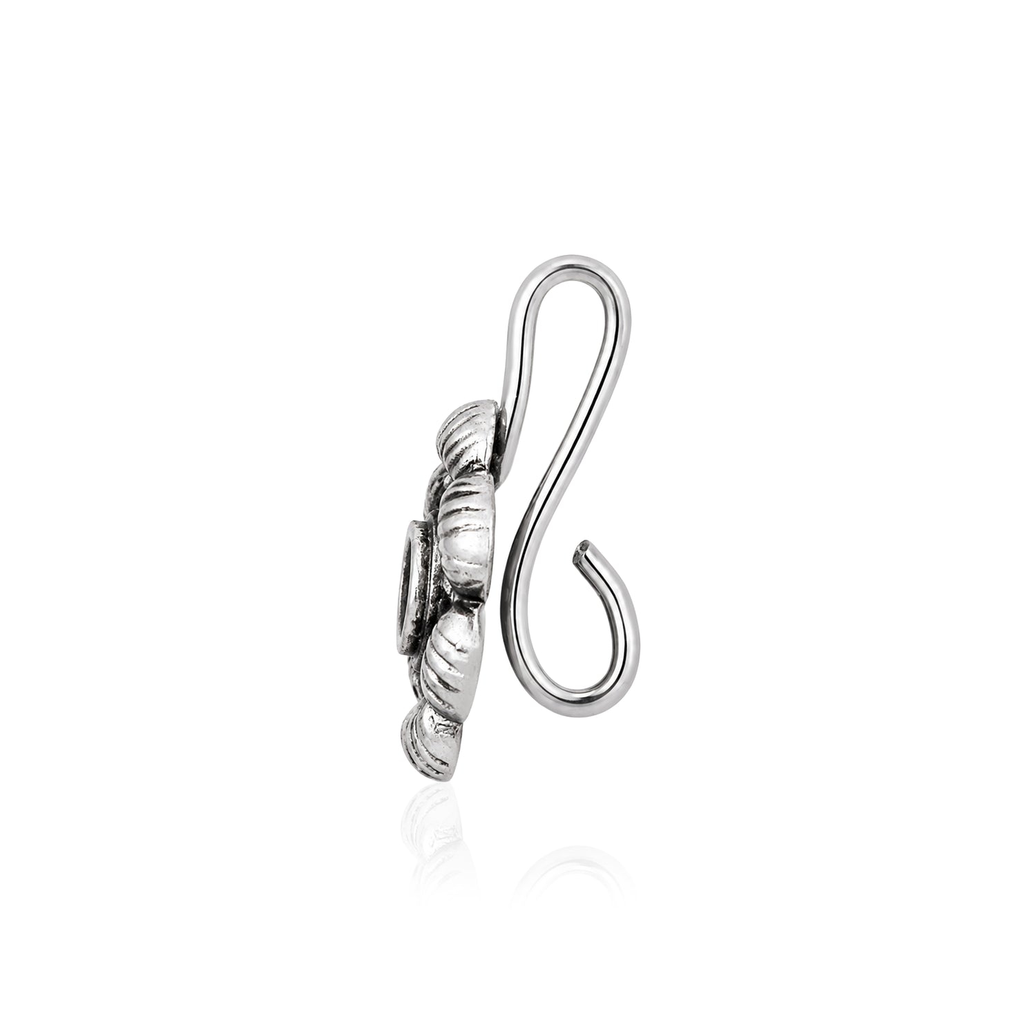 Oxidized Silver Floral Clip On Nose Pin