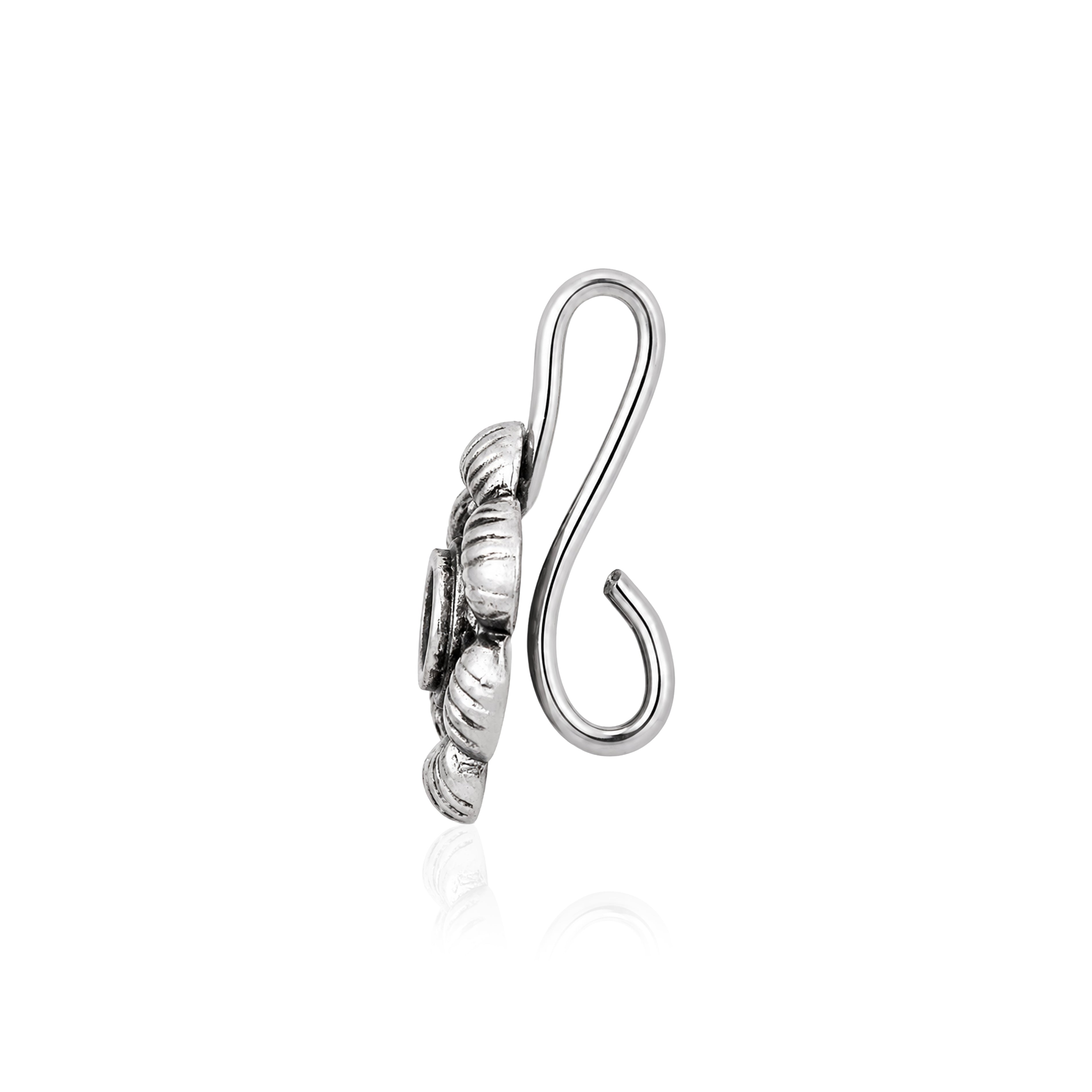 Oxidized Silver Floral Clip On Nose Pin