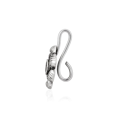 Oxidized Silver Floral Clip On Nose Pin