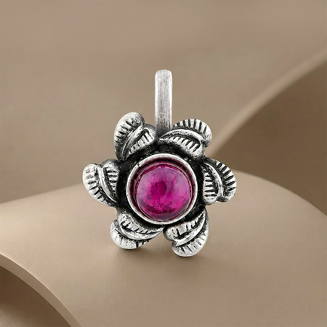 Oxidized Tribal Sunflower Silver NosePin