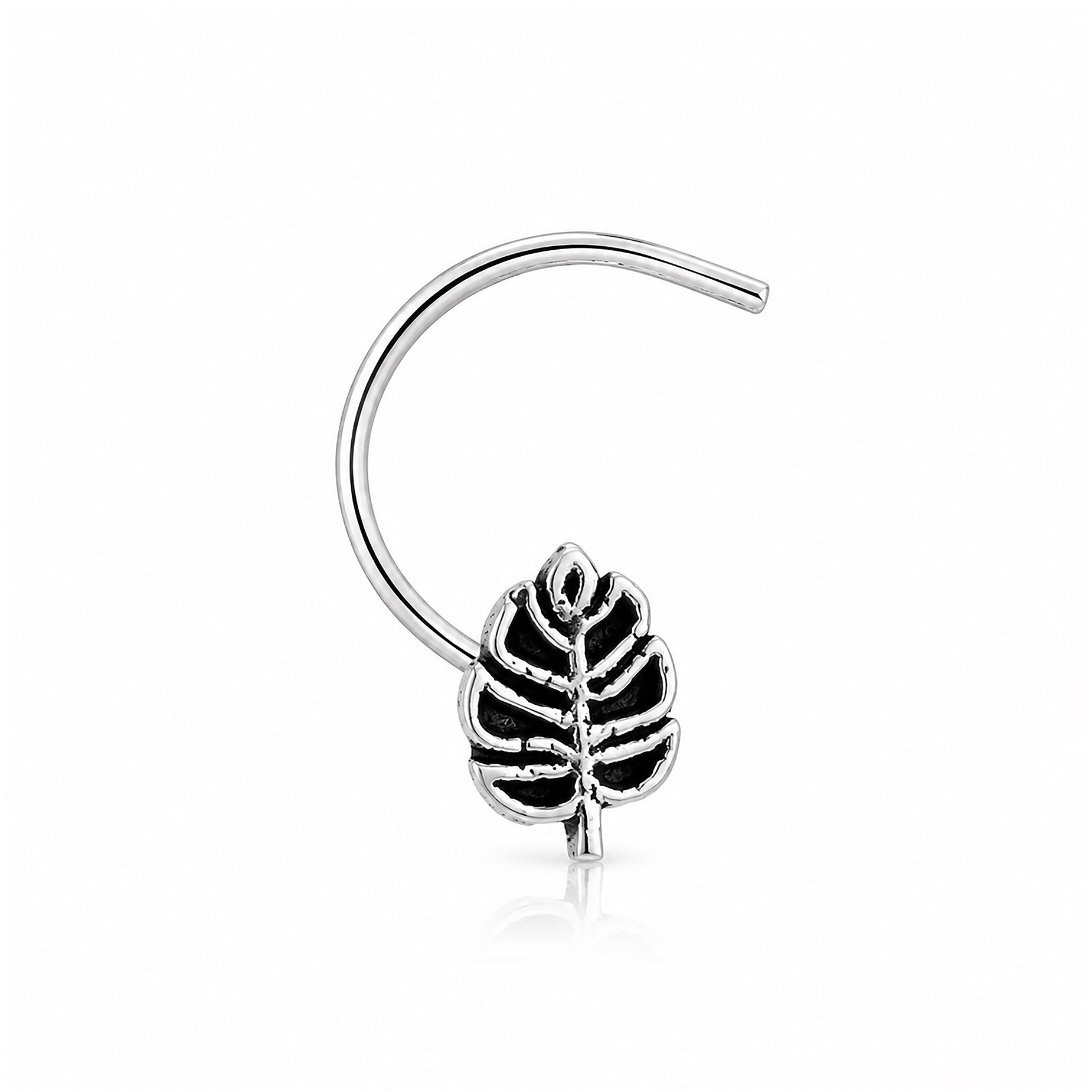 Oxidized Tropical Split Leaf Nose Ring
