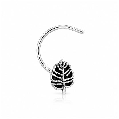 Oxidized Tropical Split Leaf Nose Ring