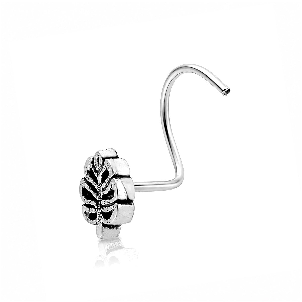 Oxidized Tropical Split Leaf Nose Ring