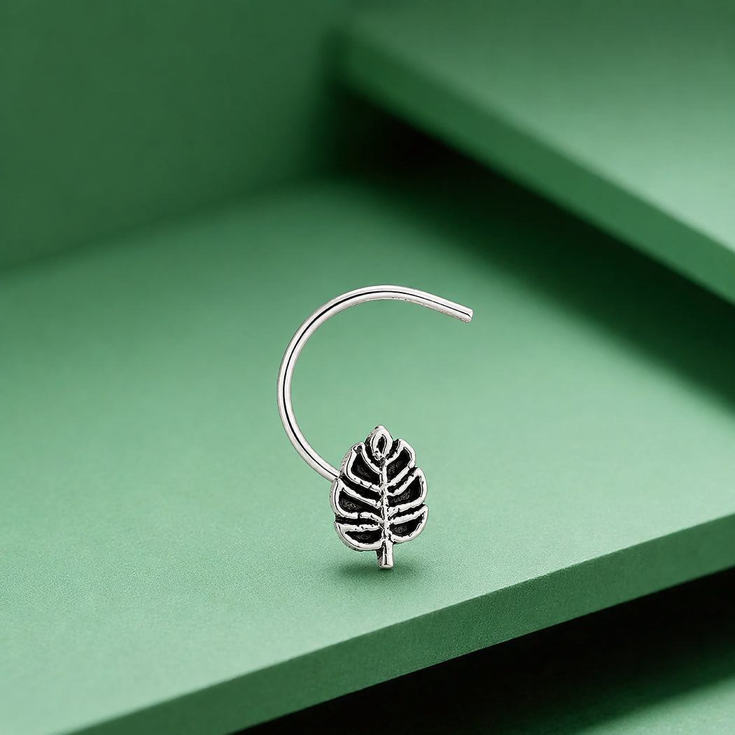 Oxidized Tropical Split Leaf Nose Ring