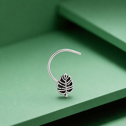 Oxidized Tropical Split Leaf Nose Ring