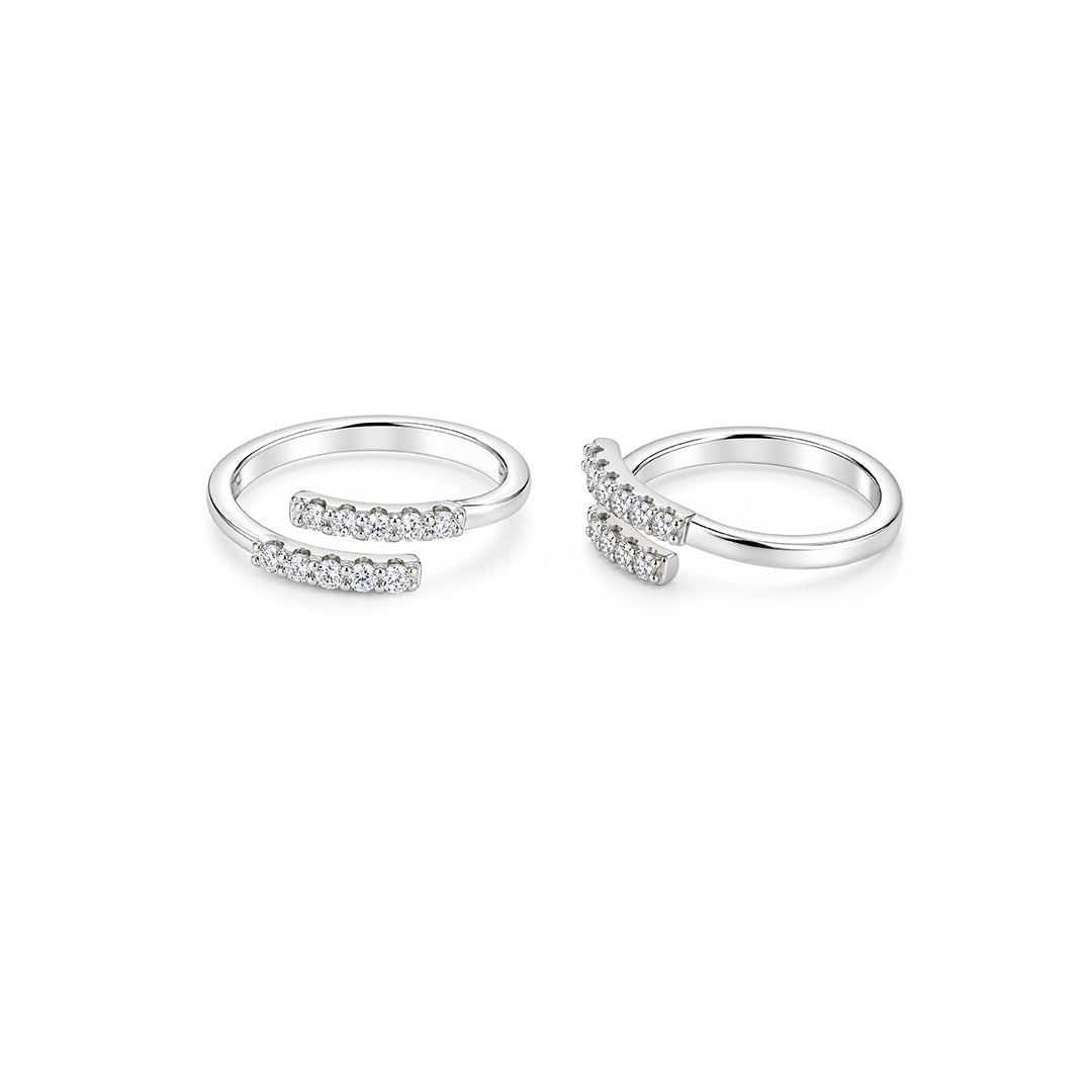 Parallel Pavé Wrap Sterling Silver Toe Ring
