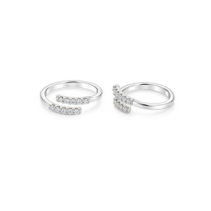 Parallel Pavé Wrap Sterling Silver Toe Ring