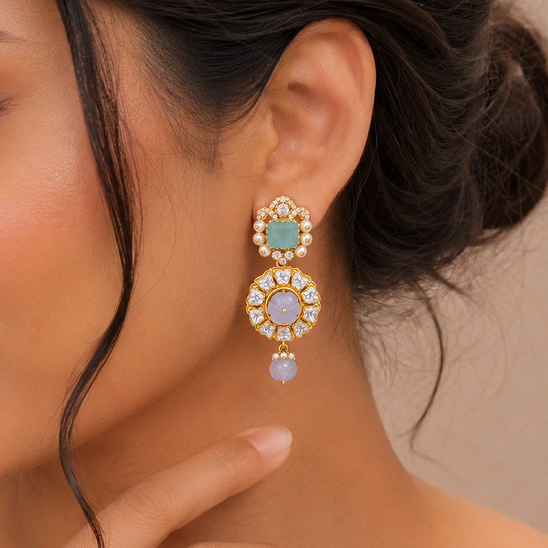 Pastel Bloom Silver Pearl Drop Earrings