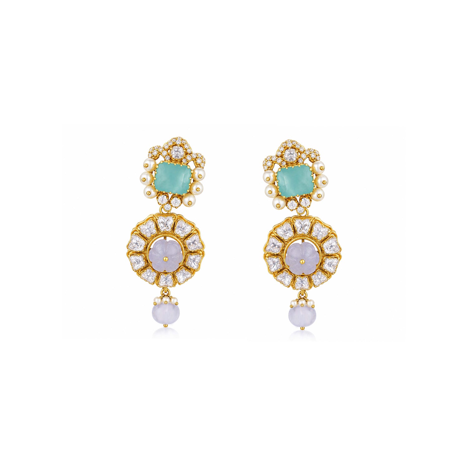 Pastel Bloom Silver Pearl Drop Earrings