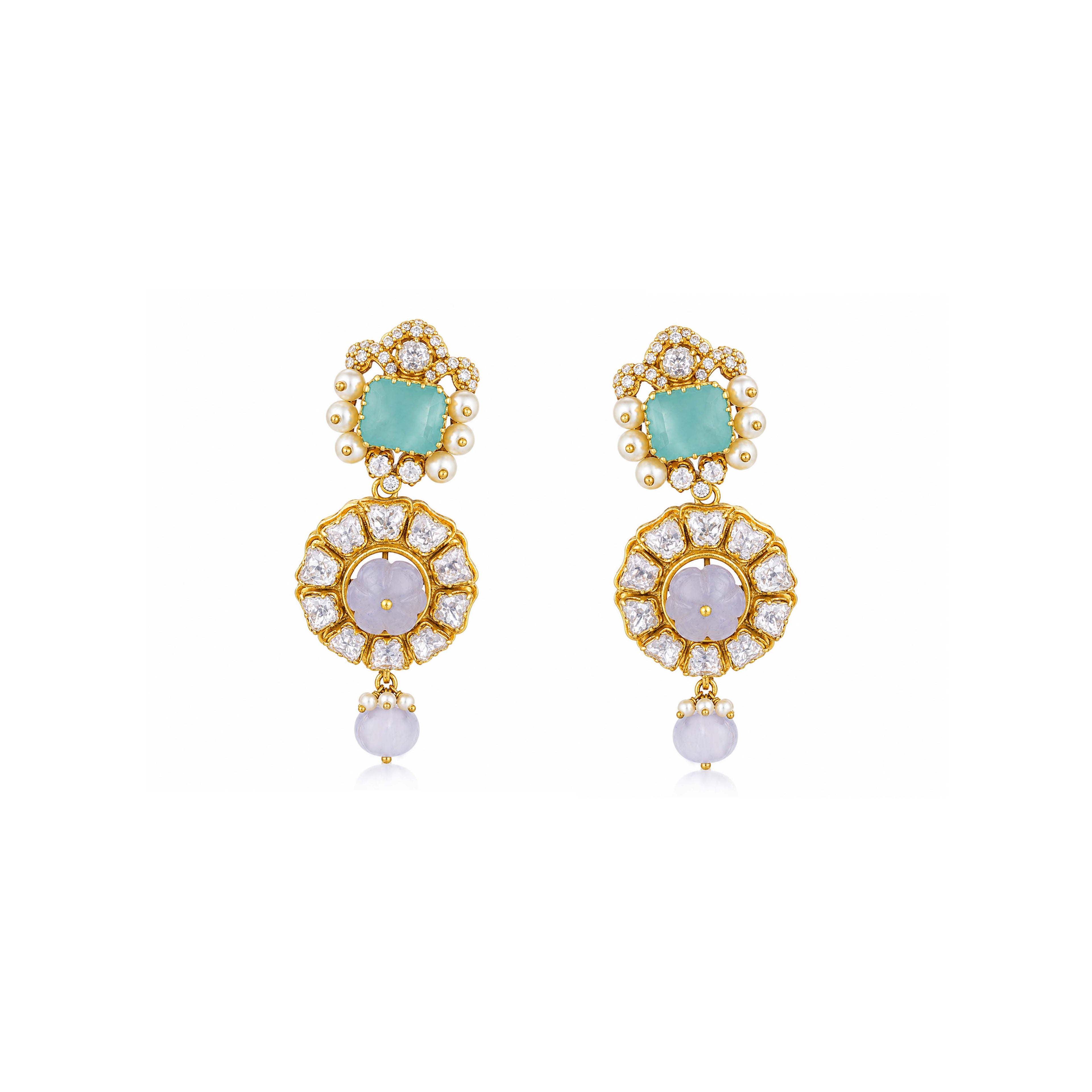 Pastel Bloom Silver Pearl Drop Earrings