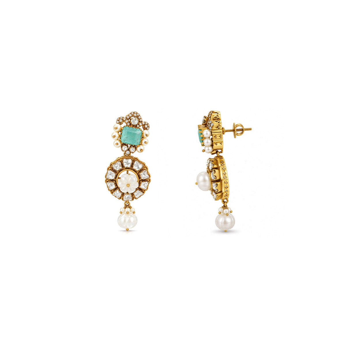 Pastel Bloom Silver Pearl Drop Earrings