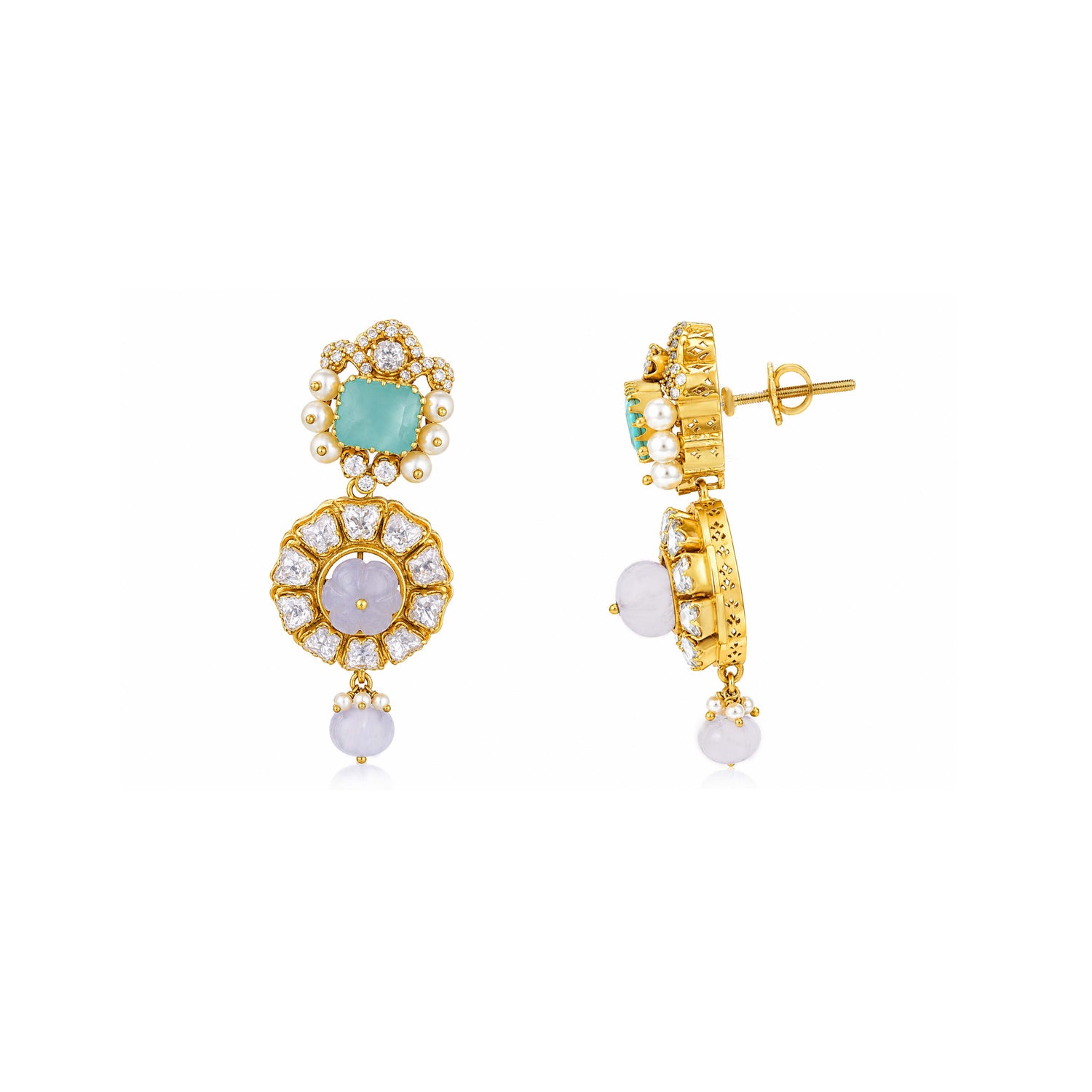Pastel Bloom Silver Pearl Drop Earrings