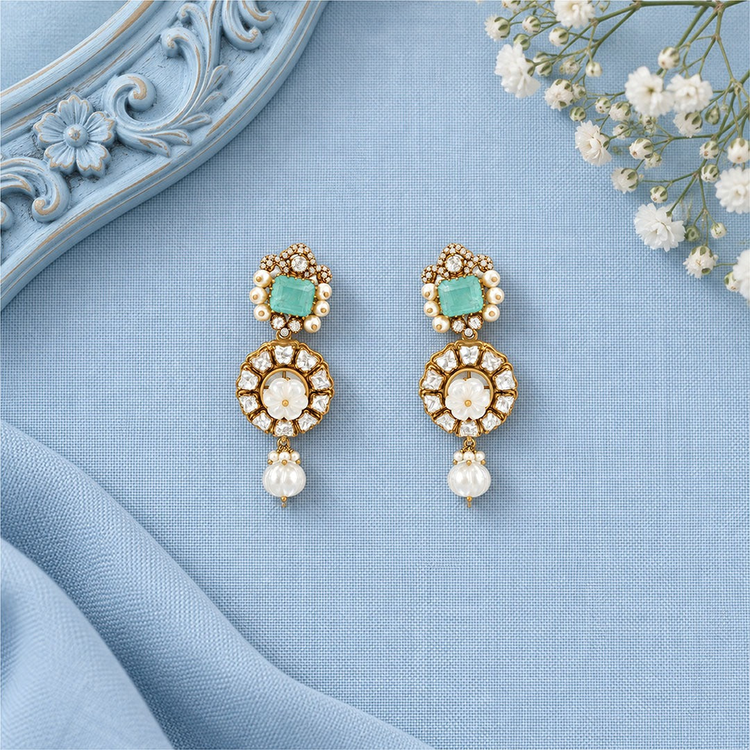 Pastel Bloom Silver Pearl Drop Earrings