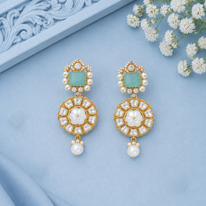 Pastel Bloom Silver Pearl Drop Earrings