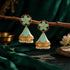 Pastel Mint Enamel Floral Silver Jhumkas with Pearl Drops