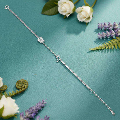 Pav Musical Note Silver Bracelet