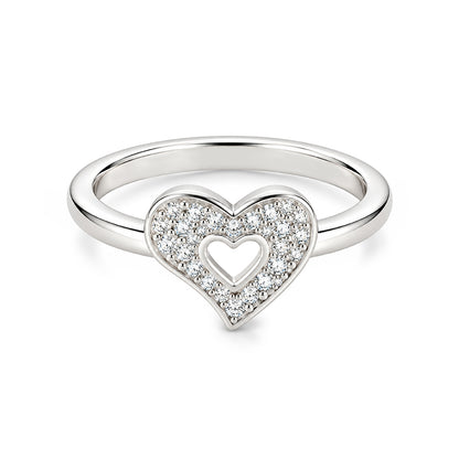 Pave Cutout Heart Sterling Silver Ring