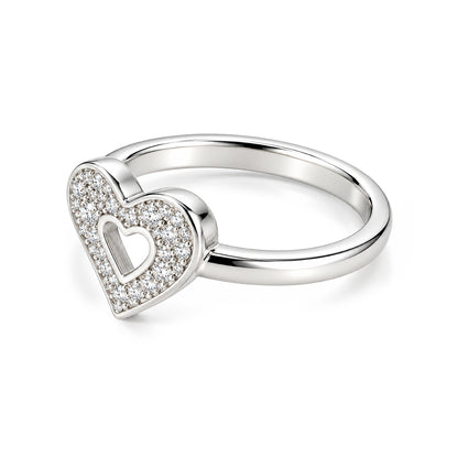 Pave Cutout Heart Sterling Silver Ring