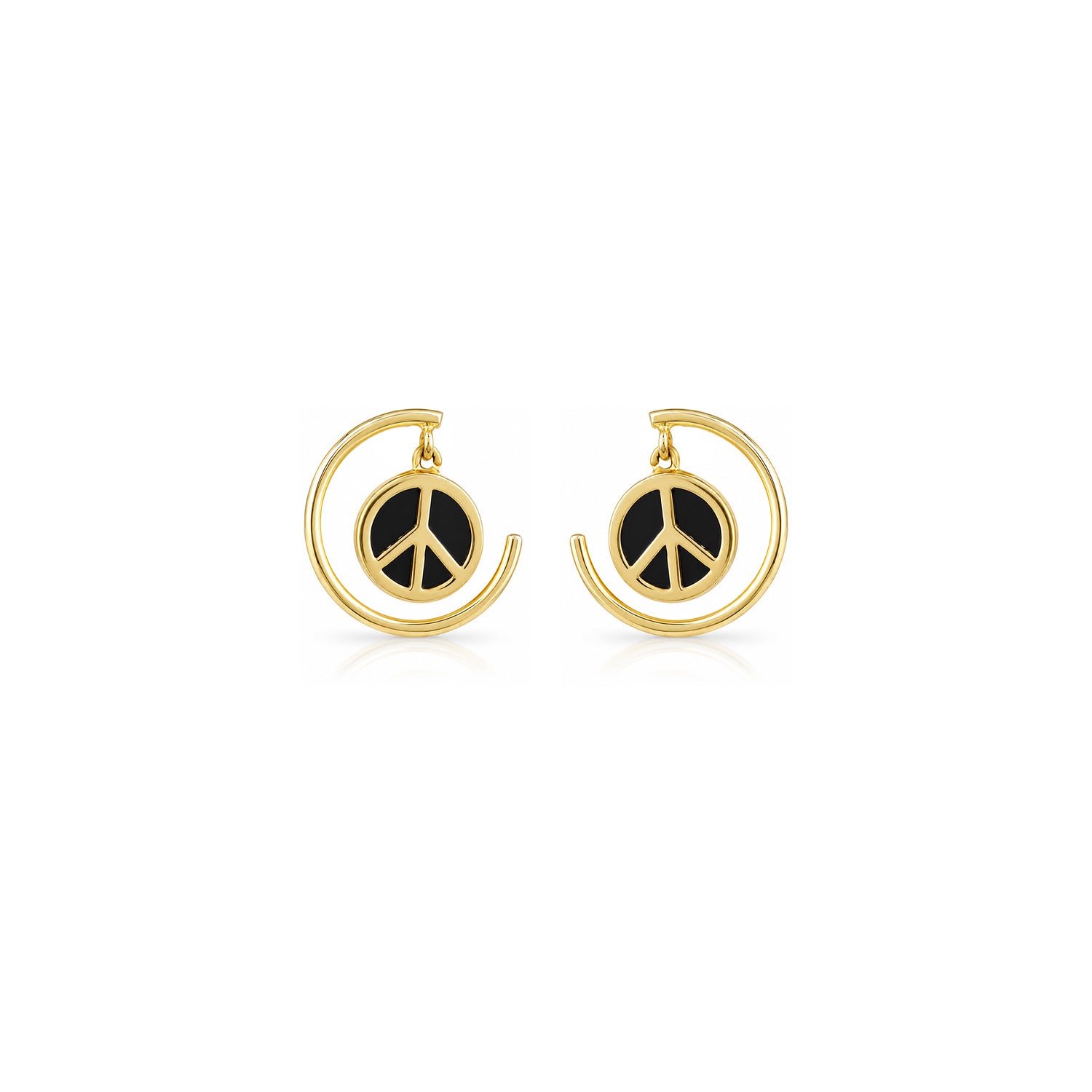 Peace Hoop Charm 925 Sterling Silver Earrings