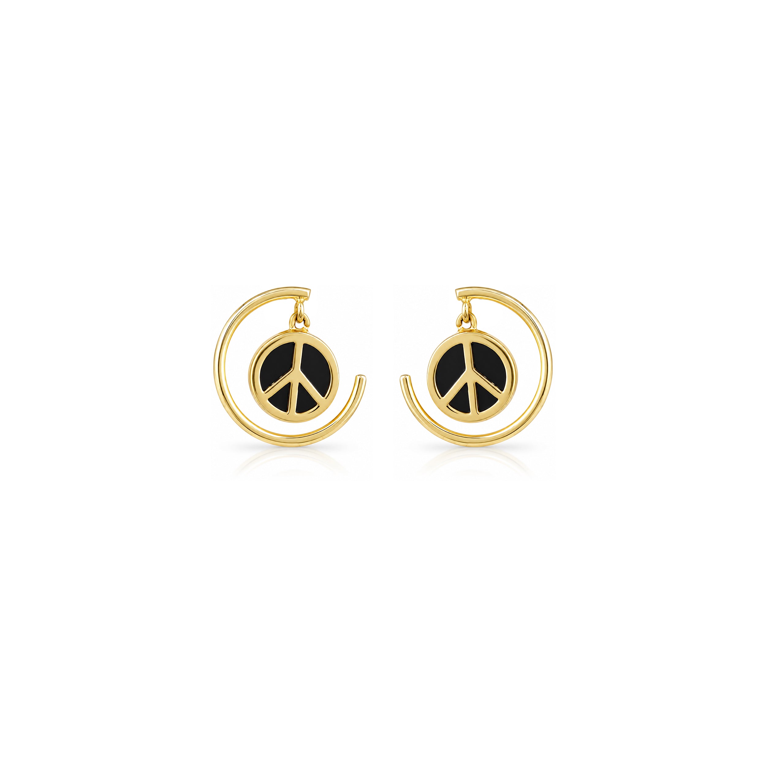 Peace Hoop Charm 925 Sterling Silver Earrings