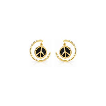 Peace Hoop Charm 925 Sterling Silver Earrings